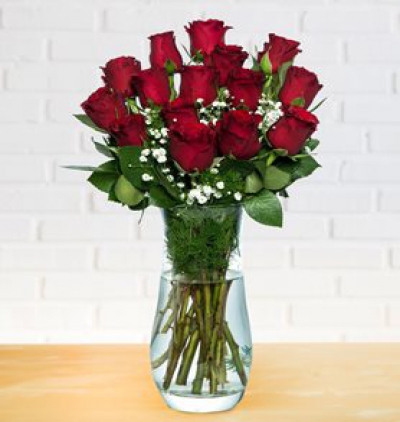 21 adet gül buketi  Çiçeği & Ürünü Kırmızı Gül Vazoda 