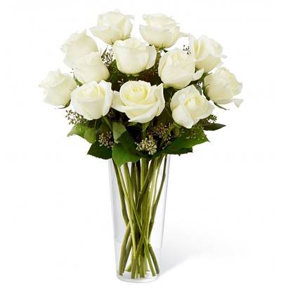 lilyum gül karışık buket  Çiçeği & Ürünü Vazoda 12 Beyaz Gül 