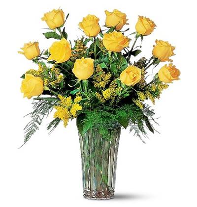 çerkezköy çiçek Vazoda 12 Sarı Gül 