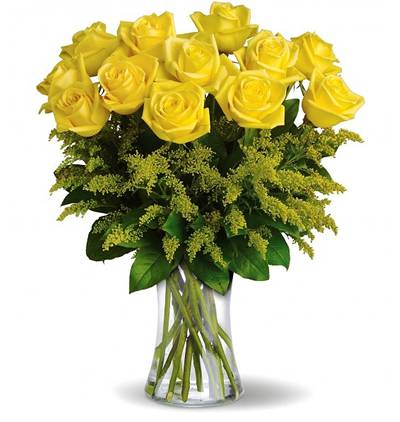çerkezköy çiçek Vazoda 12 Sarı Gül Arajman 