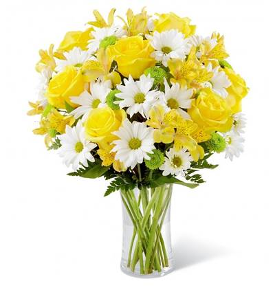  Çerkezköy Çiçek Gönder Vazoda Sarı Gül ve Papatya