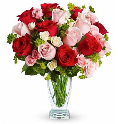  Çerkezköy Çiçek Siparişi Vazoda Kırmızı, Beyaz ve Pembe Güller