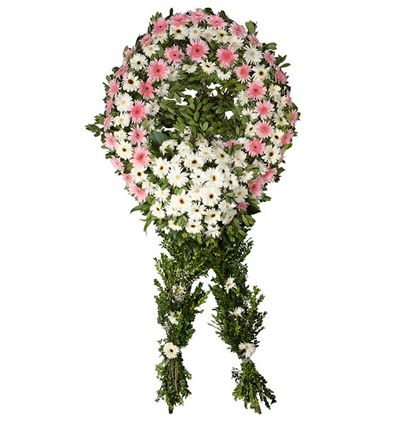 Çerkezköy Çiçekçi Pembe Beyaz Gerbera Cenaze Çelengi