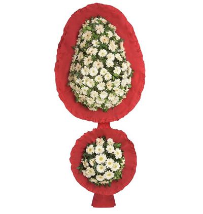  Çerkezköy Çiçekçiler Beyaz Gerbera İkili Sepet/Çelenk