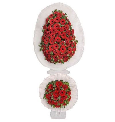 41 adet gül buketi Çiçeği & Ürünü Kırmızı Gerbera İkili Sepet/Çelenk 