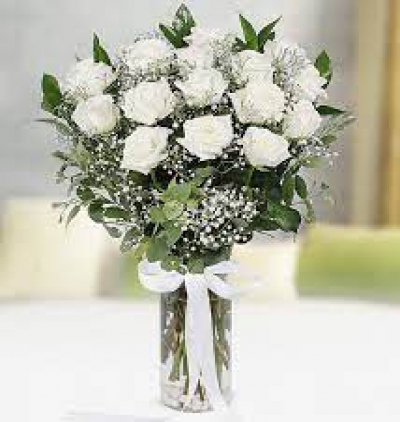 çerkezköy çiçek Vazoda 15'li Beyaz Gül  